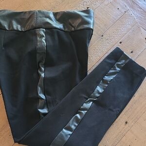 Express Black Knit Legging Style Pant with Leather Details, Size MED
